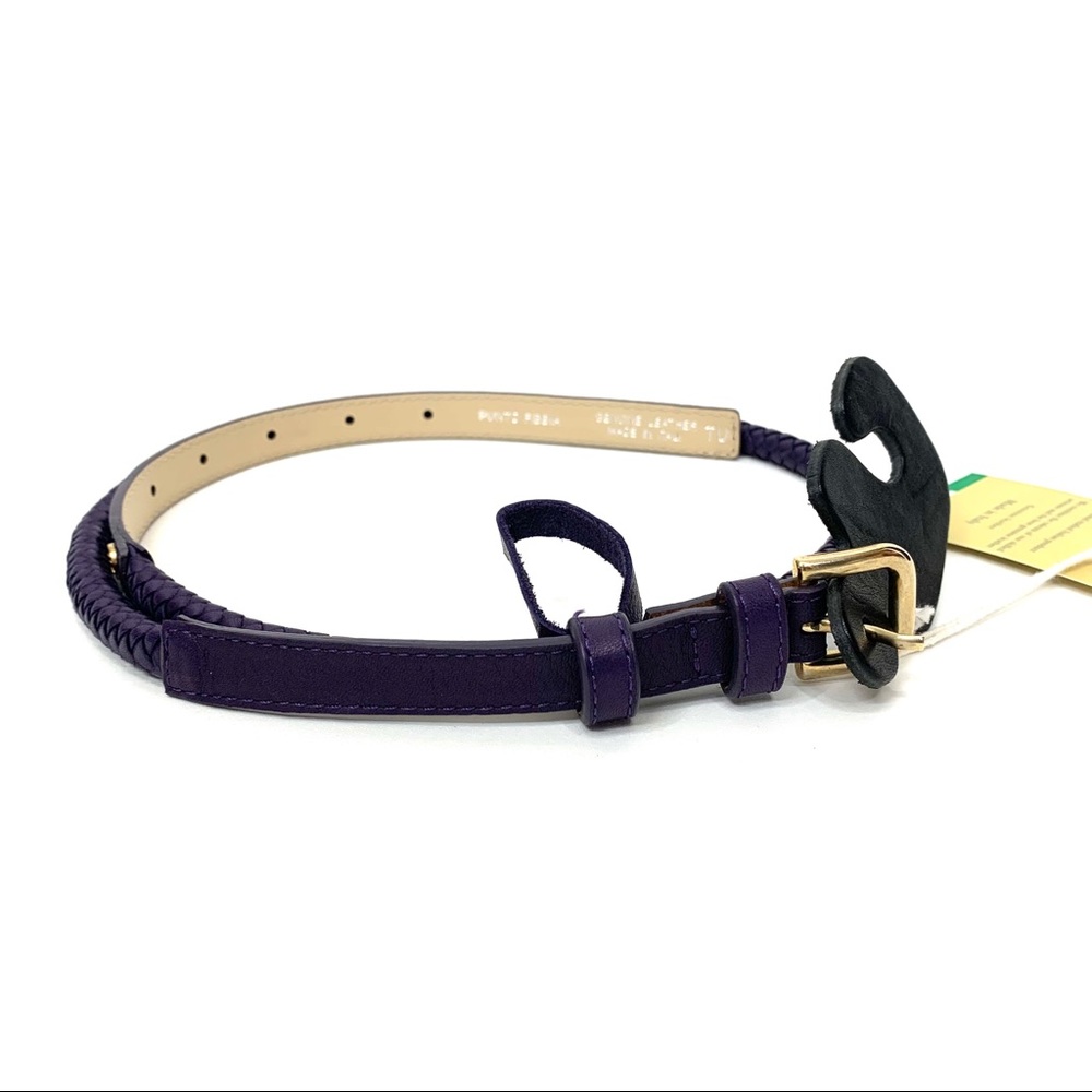 Punto Fibbia Purple Italian Leather Skinny Rope Belt New Nwt